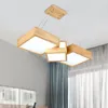 Pendelleuchten, LED-Lampe, kreative nordische Einfachheit, Holz, hängend, massiv, Esstisch, Wohnzimmer, Loft-Licht