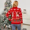 Женские свитера 2023 Женщины рождественские пуллеры с длинным рукавом Жаккардовый оленей снежинка снежинка наполовину высокий воротник.