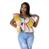 Frauen Tanks lässige Frauen gedruckte Rüschen Bluse und Hemd Streetwear Party Nacht farbenfrohe Kleider für Outfit