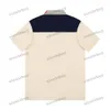 xinxinbuy Men designer Tee t shirt 23ss Collar Stripe Letter Jacquard short sleeve cotton women apricot khaki S-2XL