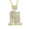 Colliers Iced Out Bling Lettres Big Boss Pendentif Collier Or Argent Couleur 5A Zircon Couronne Lettre Charme Hommes Femmes Hip Hop Bijoux