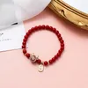 Strand Meetvii Chinese Style Red Glass Beads Bracelets Lucky Character Fu Gourd Wallet Animal Charm Jewelry