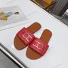 Fashion Designer Women Mules Lock It Metal round buckle Sandals Raffia Embroidery Flat slides Double letter Women's Slide Luxury Summer Beach Slippers