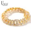 Bangle Uwin Prong Cuban Bransoletka 14 mm Miami Full Out Out Bling Cyrron Men Mężczyznę Kobiet moda bioder biżuterii upuszcza wysyłka