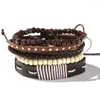 Bracelets porte-bonheur produits tendance Bracelet en peau de vache tissé pour hommes costume rétro personnalité bricolage cinq pièces en cuir mâle