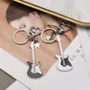 Porte-clés mode guitare porte-clés métal mignon Musical voiture anneau couleur argent pendentif pour homme femmes fête cadeau