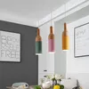 Hanglampen Noordelijke landelijke macaroon LED -lichten houten restaurant keuken bar mode hangende verlichtingsbollen Ac