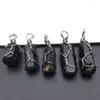 Pendant Necklaces 1PC Natural DIY Stones Dipped Black Tourmaline Pendants Raw Stone Irregular Chakra Healing Crystal Point Energy Pendulum