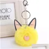 Porte-clés Lanières Haute Qualité Chat Boule De Fourrure Pendentif Porte-clés 8 Cm Imitation Rex Lapin Cadeau Porte-clés R366 Mix Ordre 20 Pièces A Dh71N