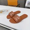 Luxe Designer damespantoffels schoenen Lock lt Outdoor party Sliders Stro borduurschoenen Zomer Leren Sandalen kleurrijke Flat Heel Mules Slides groothandel