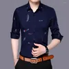 Camisas casuais masculinas Creative Pena 3D Moda impressa Manga Longa Men camise