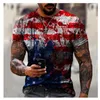 Men's T Shirts Men's Fashion USA Flag Stripes 3D Print Men's T-shirts Oversized Male T-Shirt Summer Short Sleeve Breathable Men