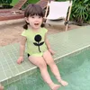 Bebek kızlar tek parçalı mayolar yaz çocukları dantel falbala yüzme çocukları spa plaj mayo
