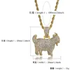 Pendentif Colliers Brillant À La Mode Chèvre Animal Collier Charmes Pour Hommes Femmes Or Argent Couleur Cubique Zircon Hip Hop Bijoux CadeauxPendentif