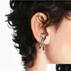 Studörhängen 1 PC Sier Color Bowknot Ear Cuffs Earring Buckle No Piercing Fake Broskklipp för kvinnor Män punk smycken gif dhgarden dhgyf