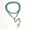 Collares pendientes Moda Hecho a mano Cuentas redondas de cristal Rosario católico Calidad Perla Cruz Collar Religioso