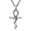 GZW Anhk Snake Cross Crosslace Antique Sirew Penden Snake Jewellery для мужчин Женщины с цепью звена-22+2 дюйма (55 см)