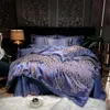 Bedding sets Luxury blue gold gray smooth and soft bedding satin jacquard cotton large down duvet covers bed sheets pillowcases home textiles 230524
