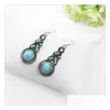 Dangle Lustre Femmes Cristal Gourde Tibétain Sier Turquoise Boucles D'oreilles Gstqe004 Mode Cadeau Folkcustom Femmes Diy Boucle D'oreille Goutte Del Dhdl0