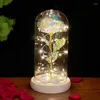 Dekorativa blommor Lysande glasskydd LED -ljus Simulering Rose Liten Night Christmas Valentine's Day Birthday Surprise Gift