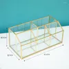 Garrafas de armazenamento Caixa de vidro nórdico Brass Controle remoto simples Cosmético criativo para desktop criativo