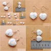 Dangle Chandelier Natural White Turquoise Beads Stone Earrings For Women Romantic Heart Shaped Pendant Hanging Earring Fashion Jew Dhfft