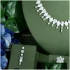 Orecchini Collana Set 4 Pezzi Brillante Cubic Zirconia Pietra Lusso Africano Dubai Gioielli da sposa Per le donne Abito da festa Accesso Dhgarden Dhhow