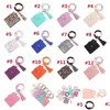 Party Favor New Fashion Pu Leather Armband Wallet Keychain Tassels Bangle Key Ring Holder Card Bag Sile Pärrad Wristlet Keychains H DHSP0