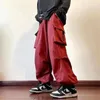 Spodnie męskie Sprężyna i jesienne retro męskie kobiety Hip Hop All-Match Casual Elastyczny talia luźna prosta praca stóp sznurkowych