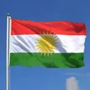 Banner-Flaggen, individuelle kurdische kurdische Nationalflagge, 90 x 150 cm, zum Aufhängen, Polyester, 2 Seiten bedruckt, Rot, Weiß, Grün, Kurdistan-Flaggen G230524