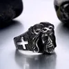 Anello da uomo di alta qualità color argento con croce di Gesù, anello nuziale, gioielli hip-hop