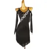 Vestido de dança latina de desgaste do palco Mulher Tassel Vestido para crianças adultas adultos suspensórios sexy de ponta roupas personalizadas roupas de tango