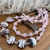 Chains Vintage Glass Beads Double Layer Fashion Fresh Sweet Cherry Blossom Pink Necklace