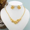 Necklace Earrings Set Bohemian Gold Color Jewelry For Women Brazilian Dubai Design Pendant Lady Round 2Pcs Luxury