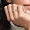 Роскошное розовое золото Daisy Flower Crown Ring для Pandora Crystal Diamond Wedding Party Jewelry Designer Designer для женщин.