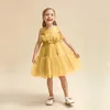 Robes de fille enfant en bas âge bébé dentelle robe sans manches couleur unie arc princesse gonflé adapté pour le mariage chandail de noël filles