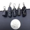 Pendant Necklaces 1PC Natural DIY Stones Dipped Black Tourmaline Pendants Raw Stone Irregular Chakra Healing Crystal Point Energy Pendulum