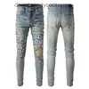 Denim Amirres Jeans Designer Pants Man High Street Fashion Märke 23SS Light Color Old Paint Potted Hole Slimming Jeans Men's Small Ben Byxor N415
