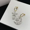 Qualité Lune Asymétrique Plein Diamant Boucles D'oreilles Femmes Hong Kong Style Fée Argent Boucles D'oreilles En Gros