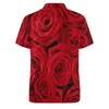 Polos Polos Floral Casual T-shirts Red Rosses Print Polo Shirt Kołnierz Trendy Summer Męs