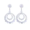 Boucles d'oreilles à la mode forme carrée cercle brillant mariée fiançailles bijoux de mariage élégant femme balancent boucle d'oreille beau cadeau