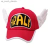 Ball Caps Anime Dr.Slump Cosplay Snapback Caps Arale Baskı Melek Kanatları Yetişkin Çocuklar İçin Sevimli Beyzbol Şapkası Şeker Renk Net Kafalar Yp010 L230523