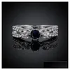 Drie stenen ringen dames sterling sier vergulde blauwe ronde zirkon ring gssr399 mode 925 bord drop levering sieraden dhmfl