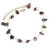 Natural Stone Beads Anklet Irregular Gravel Metal Chain Jewelry for Women Summer Beach Ankle Bracelet On Leg Foot Leg Jewelry