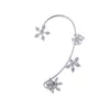 Dingle örhängen roterande mode zirkon lysande blommor form öronklipp utan piercing öron kvinnlig design enkla klippfest smycken smycken