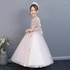 女の子のドレス子供の誕生日キャットウォークイブニングドレスフラワーウェディングパフヤーンプリンセスピアノスモールホストコスチューム