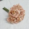 Flores decorativas 5 cabeças toque real toque rosa rosa bouquet de látex artificial para casamento decoração caseira holding holding holding