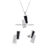 Oorbellen ketting set fysara roestvrij staal zwart en witte kristallen sieraden sets bruids dubai voor vrouwen drop del dhgarden dha3g