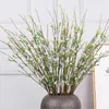 Decorative Flowers Yellow Silver Willow Artificial 3-prong Desktop Ornaments Plastic Wire European Living Room Decoration Fake Plant