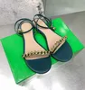 Sandalias inferiores de cuero genuino de las mujeres de verano Decoración de bolas de metal de moda Cadena de seda Tacones altos 9 cm Show Party Zapatos de vestir de boda Tamaño 35-43